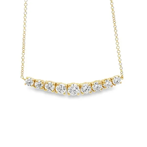 Ladies 14kt Yellow Gold Lab Grown Diamond Curved Bar Necklace Elgin's Fine Jewelry Baton Rouge, LA