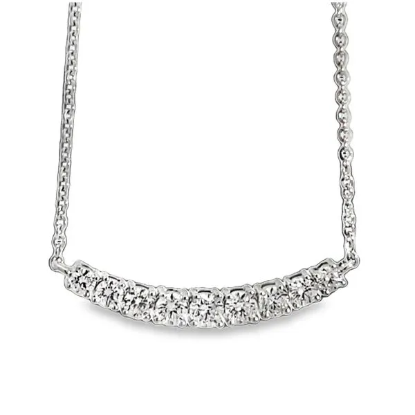 Ladies 14kt White Gold Lab Grown Diamond Curved Bar Necklace Elgin's Fine Jewelry Baton Rouge, LA