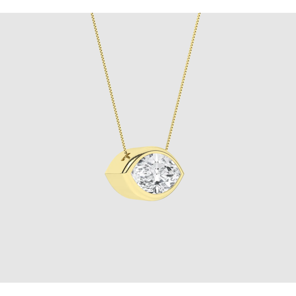 East West Lab Grown Marquise Diamond Bezel Solitaire Necklace Image 2 Elgin's Fine Jewelry Baton Rouge, LA