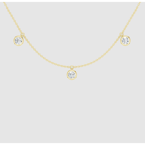 Lab Grown Bezel Drop Station Necklace Image 4 Elgin's Fine Jewelry Baton Rouge, LA