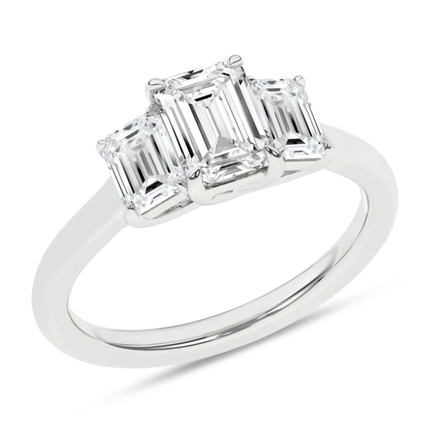 Emerald Cut Three Stone Engagement Ring Image 2 Elgin's Fine Jewelry Baton Rouge, LA