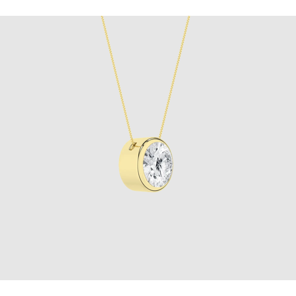 Yellow Gold Lab Grown Round Diamond Solitaire Necklace Image 2 Elgin's Fine Jewelry Baton Rouge, LA