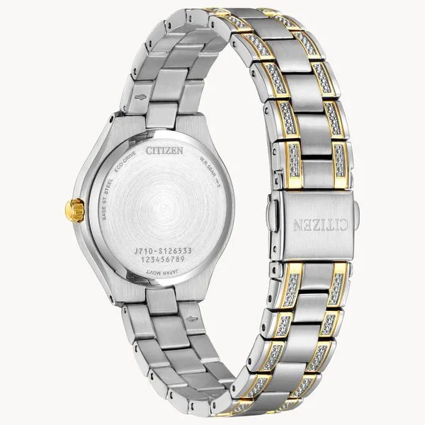 Ladies Citizen Eco-Drive Silhouette Crystal Two Tone Watch Image 3 Elgin's Fine Jewelry Baton Rouge, LA