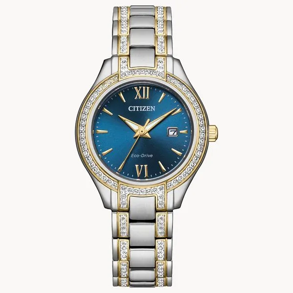 Ladies Citizen Eco-Drive Silhouette Crystal Two Tone Watch Elgin's Fine Jewelry Baton Rouge, LA