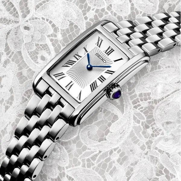 Ladies Seiko Quartz Stainless Steel Rectangular Watch Image 4 Elgin's Fine Jewelry Baton Rouge, LA