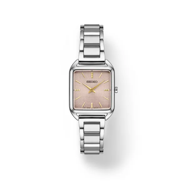 Ladies Seiko Essentials Watch With Mauve Pink Die-Stamped Grid Pattern Dial Elgin's Fine Jewelry Baton Rouge, LA
