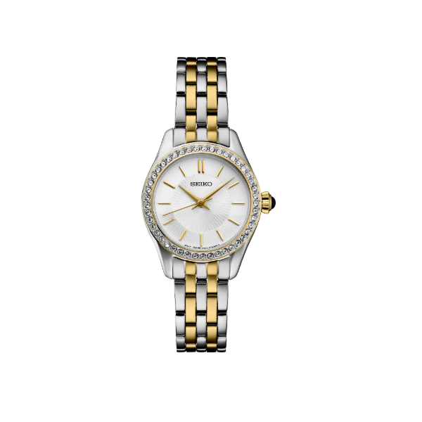 Ladies Seiko Essentials Crystal Two Tone Watch Elgin's Fine Jewelry Baton Rouge, LA