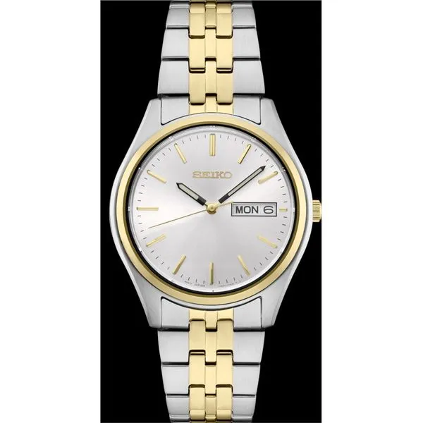 SEIKO ESSENTIALS スクエア ツートーンウォッチ Seiko Essentials Two-Tone Rectangular Watch with Crystal Acc
