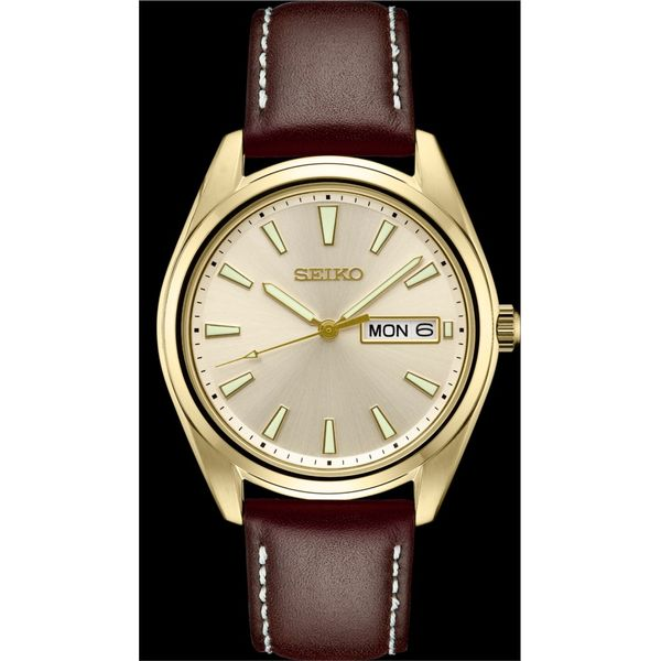 Men's Seiko Essentials Collection Gold Tone Watch Elgin's Fine Jewelry Baton Rouge, LA