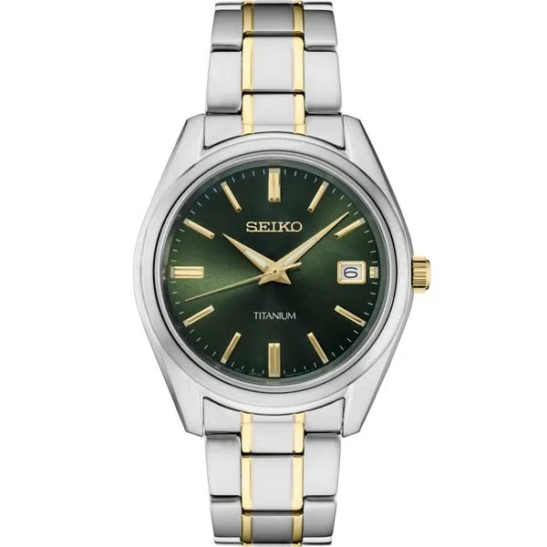 Men's Seiko Essentials Collection Two Tone Titanium Watch Elgin's Fine Jewelry Baton Rouge, LA