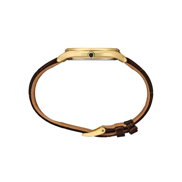 Mens Seiko Gold Tone 39mm Watch w White Dial & Brown Leather Strap Image 3 Elgin's Fine Jewelry Baton Rouge, LA