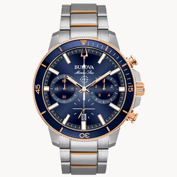 Men's Bulova Two Tone Marine Star Watch Elgin's Fine Jewelry Baton Rouge, LA