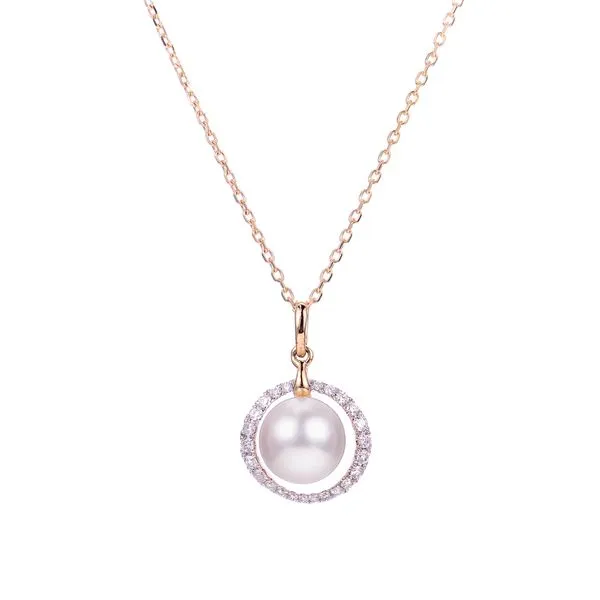 Ladies 14K Gold Pearl and Diamond Pendant Elgin's Fine Jewelry Baton Rouge, LA