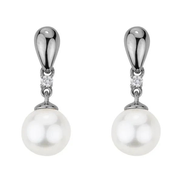 14k White Gold Pearl Dangle Earrings Elgin's Fine Jewelry Baton Rouge, LA