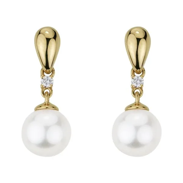 14k Yellow Gold Pearl Dangle Earrings Elgin's Fine Jewelry Baton Rouge, LA