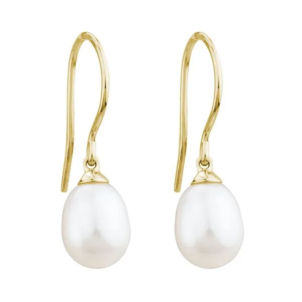 14k Yellow Gold Pearl Drop Earrings Elgin's Fine Jewelry Baton Rouge, LA