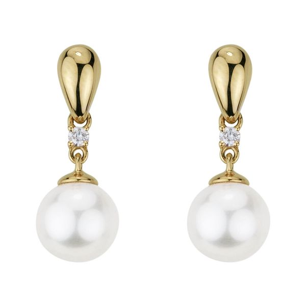 14k Yellow Gold Pearl Dangle Earrings Elgin's Fine Jewelry Baton Rouge, LA
