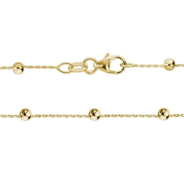 14kt Yellow Gold Beaded Chain 16
