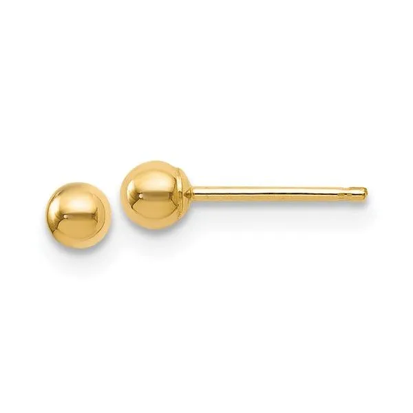 Leslie's 14K Yellow Gold 3mm Ball Earrings Elgin's Fine Jewelry Baton Rouge, LA