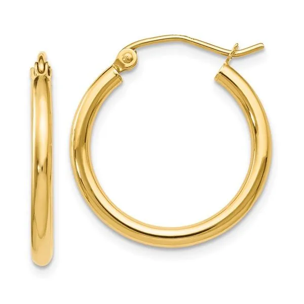 Leslie's 14K Yellow Gold 2 x 20 mm Hoop Earrings Elgin's Fine Jewelry Baton Rouge, LA