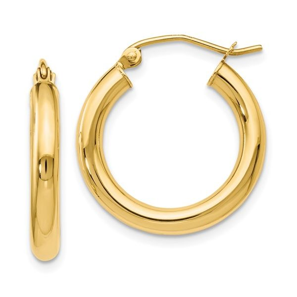 Leslie's 14K Yellow Gold 3 mm Hoop Earrings Elgin's Fine Jewelry Baton Rouge, LA