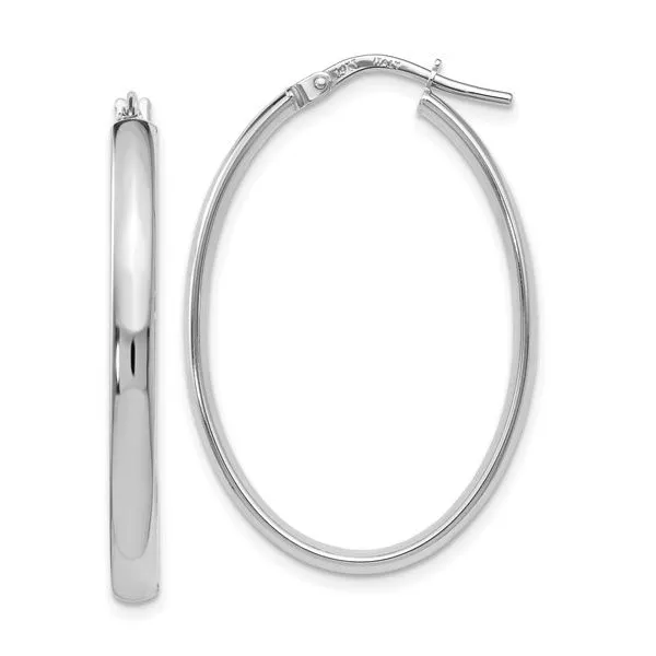 Leslie's 14K White Gold Polished Oval Hoop Earrings Elgin's Fine Jewelry Baton Rouge, LA