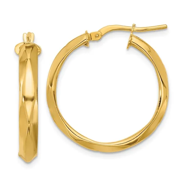 Leslie's 14K Yellow Gold Polished Round Hoop Earrings Elgin's Fine Jewelry Baton Rouge, LA
