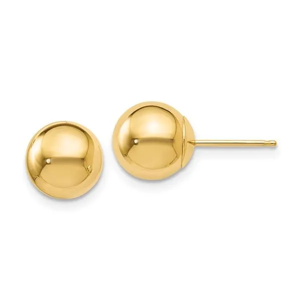 Leslie's 14K Yellow Gold 8mm Ball Earrings Elgin's Fine Jewelry Baton Rouge, LA