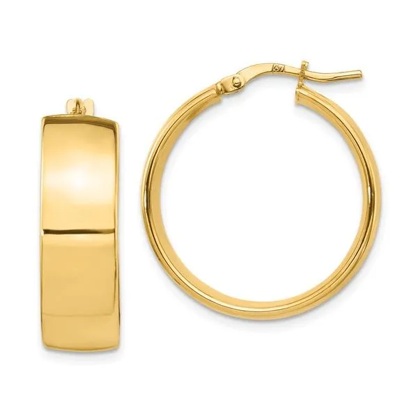 Leslie's 14K Yellow Gold 8 mm Hoop Earrings Elgin's Fine Jewelry Baton Rouge, LA