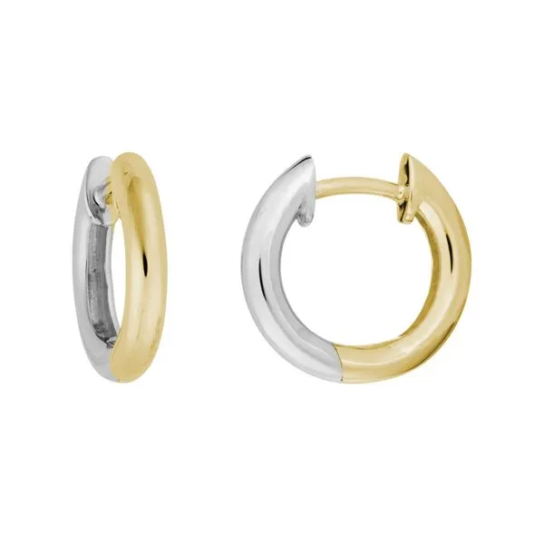 Two Tone Huggie Hoops Elgin's Fine Jewelry Baton Rouge, LA