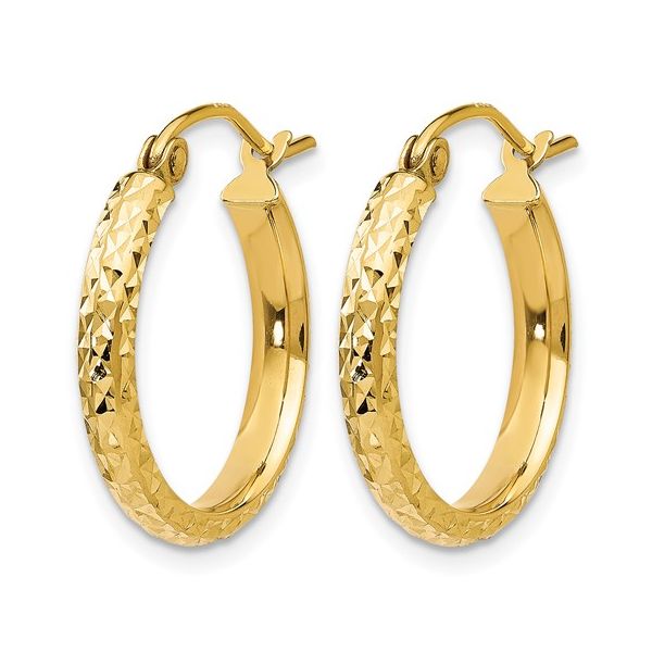 Leslie's 14kt Gold Diamond Cut Hoop Earrings Image 2 Elgin's Fine Jewelry Baton Rouge, LA