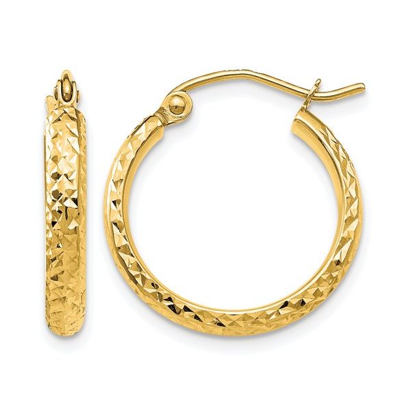 Leslie's 14kt Gold Diamond Cut Hoop Earrings Elgin's Fine Jewelry Baton Rouge, LA