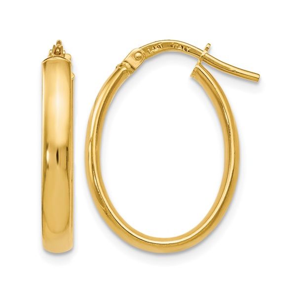 Leslie's 14kt Gold Oval Hoop Earrings Elgin's Fine Jewelry Baton Rouge, LA