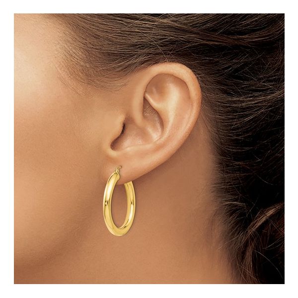 Leslie's 14kt Gold Hoop Earrings Image 3 Elgin's Fine Jewelry Baton Rouge, LA