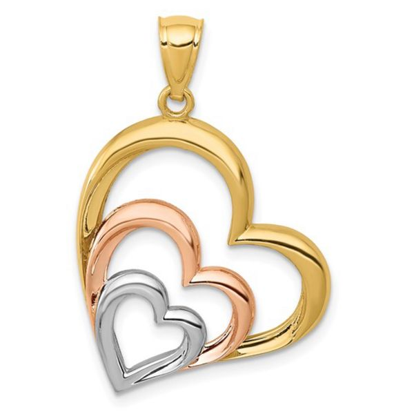 Tri-Color Gold Triple Heart Pendant Elgin's Fine Jewelry Baton Rouge, LA