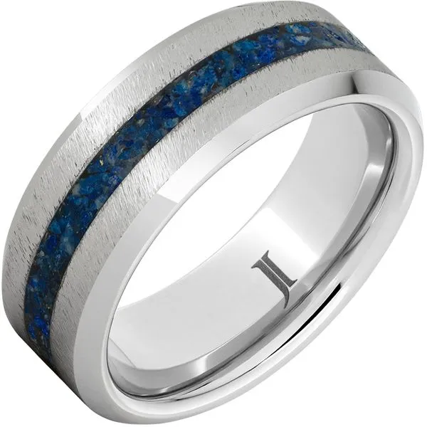 Gents Serinium Wedding Band with Lapis Inlay Elgin's Fine Jewelry Baton Rouge, LA