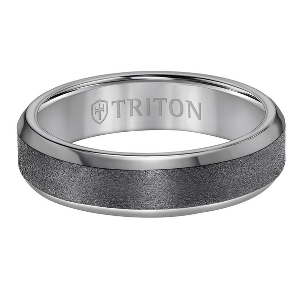Triton Satin Finish Bevel Edge Contemporary Wedding Band Image 2 Elgin's Fine Jewelry Baton Rouge, LA