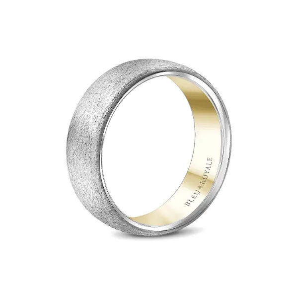 Bleu Royale 14K Two Tone Gold Wedding Band Image 2 Elgin's Fine Jewelry Baton Rouge, LA
