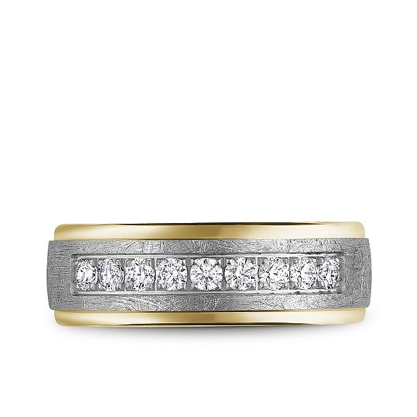 Bleu Royale 14ktTwo Tone Gold Diamond Wedding Band Image 2 Elgin's Fine Jewelry Baton Rouge, LA