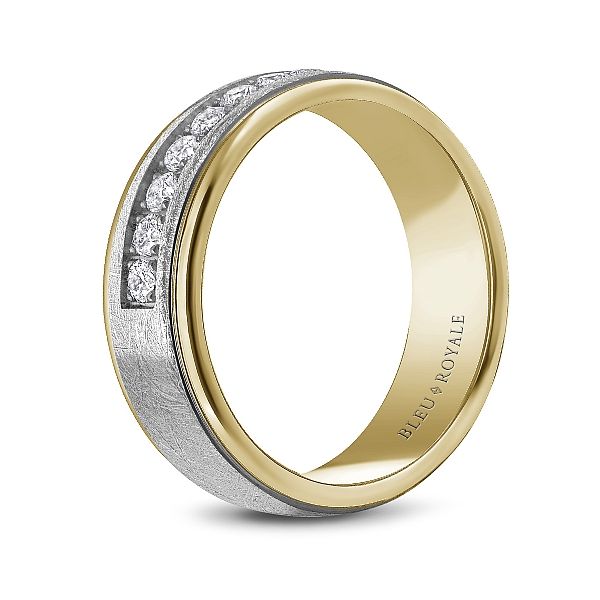 Bleu Royale 14ktTwo Tone Gold Diamond Wedding Band Image 3 Elgin's Fine Jewelry Baton Rouge, LA