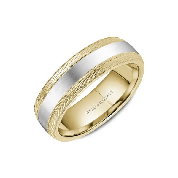Bleu Royale 14K Two Tone Gold Wedding Band Elgin's Fine Jewelry Baton Rouge, LA