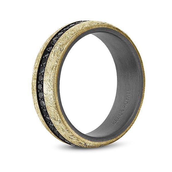 Bleu Royale 14kt Gold and Tantalum Wedding Band with Black Diamonds Image 2 Elgin's Fine Jewelry Baton Rouge, LA