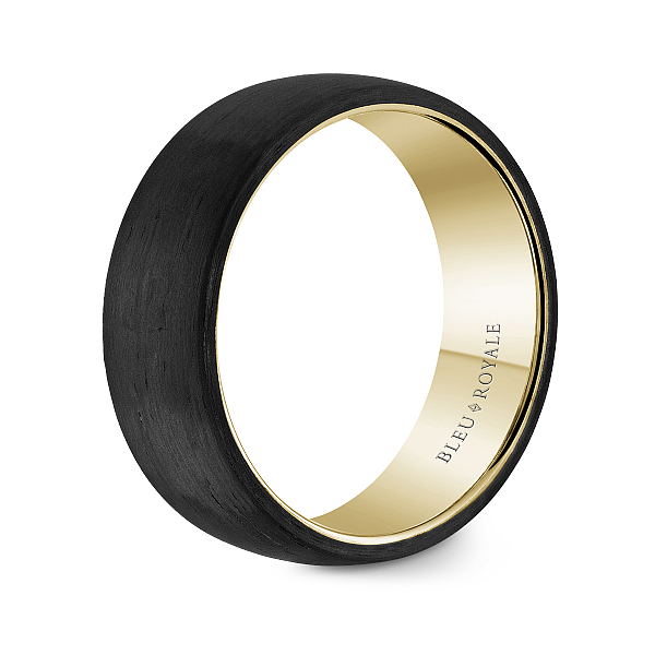 Bleu Royale 14kt Gold and Forged Carbon Fiber Wedding Band Image 2 Elgin's Fine Jewelry Baton Rouge, LA