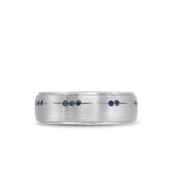 Bleu Royale 14K White Gold Sapphire Wedding Band Image 3 Elgin's Fine Jewelry Baton Rouge, LA