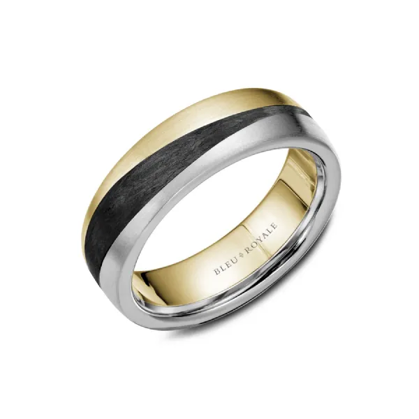 Bleu Royale 14K Two Tone Gold and Black Enamel Wedding Band Elgin's Fine Jewelry Baton Rouge, LA