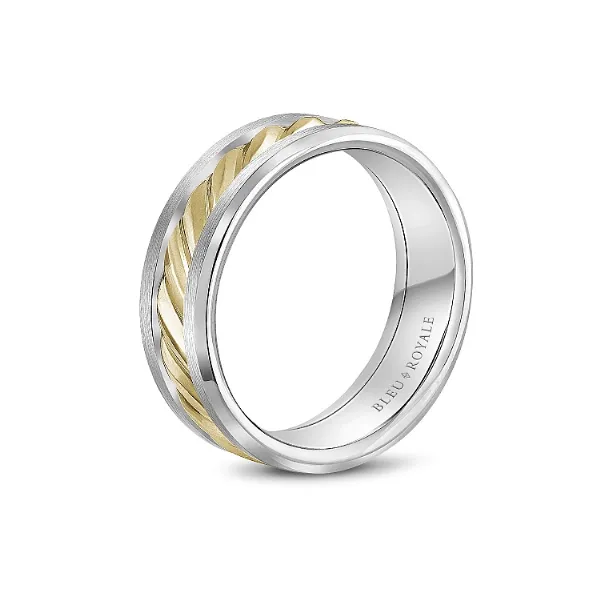 Bleu Royale 14K Two Tone Gold Rope Wedding Band Image 2 Elgin's Fine Jewelry Baton Rouge, LA