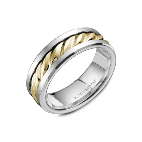 Bleu Royale 14K Two Tone Gold Rope Wedding Band Elgin's Fine Jewelry Baton Rouge, LA