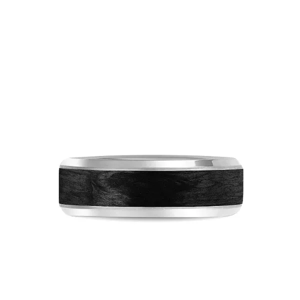 Bleu Royale 14K White Gold and Forged Carbon Fiber Wedding Band Image 3 Elgin's Fine Jewelry Baton Rouge, LA