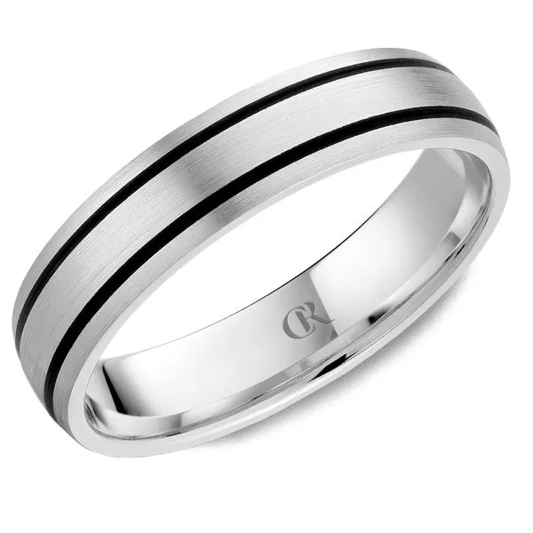 Mens CR Collection Sandpaper Finish & Black Enamel 5mm Wedding Band Elgin's Fine Jewelry Baton Rouge, LA