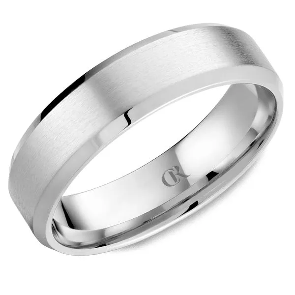 Mens CR Collection Sandpaper Finish6mm Beveled Edge Wedding Band Elgin's Fine Jewelry Baton Rouge, LA